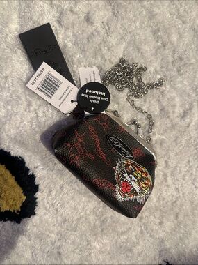 ED HARDY Black Coin Purse with Colorful Tiger